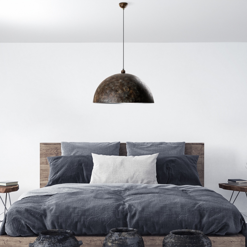Ljuskrona med textilsladd KURE 1xE27/40W/230V diameter 60 cm grå