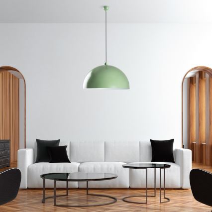 Ljuskrona med textilsladd KURE 1xE27/40W/230V grön