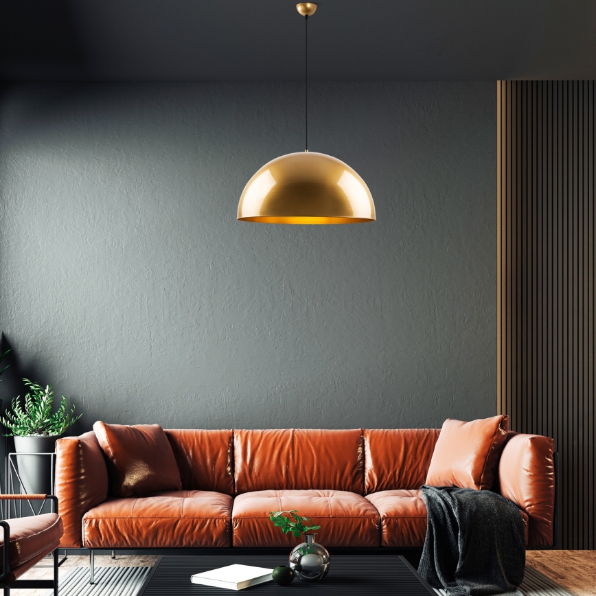 Ljuskrona med textilsladd KURE 1xE27/40W/230V guld