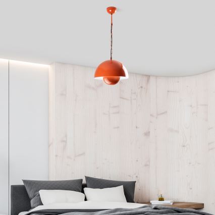 Ljuskrona med textilsladd KURE 1xE27/40W/230V orange
