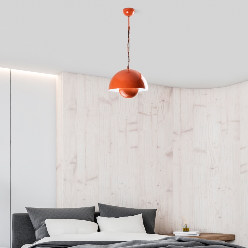 Ljuskrona med textilsladd KURE 1xE27/40W/230V orange