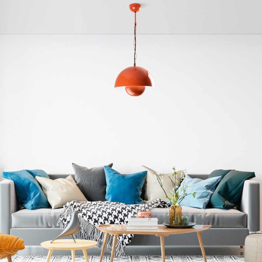 Ljuskrona med textilsladd KURE 1xE27/40W/230V orange