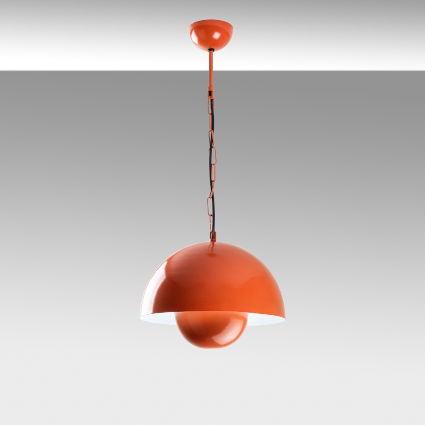 Ljuskrona med textilsladd KURE 1xE27/40W/230V orange