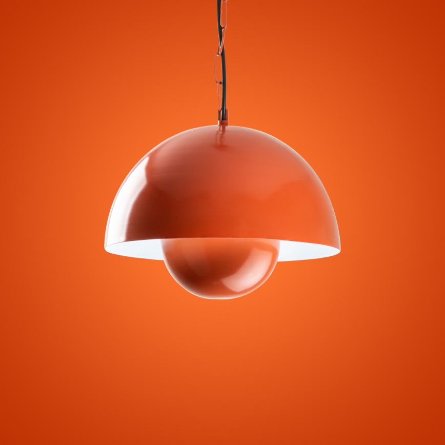 Ljuskrona med textilsladd KURE 1xE27/40W/230V orange