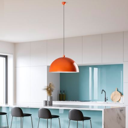 Ljuskrona med textilsladd KURE 1xE27/40W/230V orange
