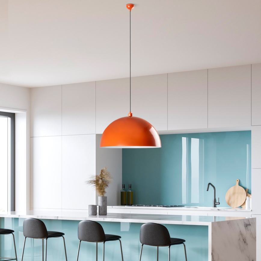 Ljuskrona med textilsladd KURE 1xE27/40W/230V orange