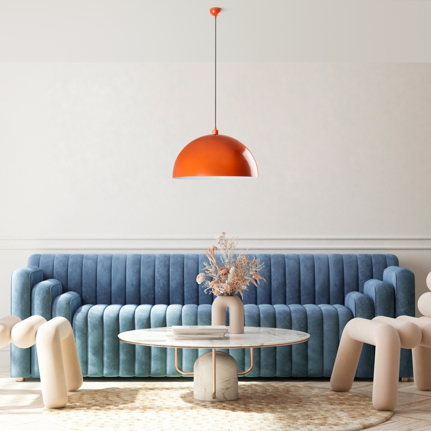 Ljuskrona med textilsladd KURE 1xE27/40W/230V orange
