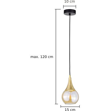 Ljuskrona med textilsladd LACRIMA HONEY 1xE27/60W/230V