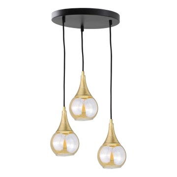 Ljuskrona med textilsladd LACRIMA HONEY 3xE27/60W/230V diameter 30 cm