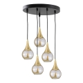 Ljuskrona med textilsladd LACRIMA HONEY 5xE27/60W/230V diameter 45 cm