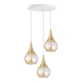 Ljuskrona med textilsladd LACRIMA WHITE 3xE27/60W/230V diameter 30 cm