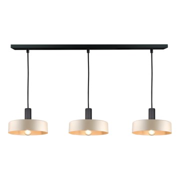 Ljuskrona med textilsladd LATTE 3xE27/60W/230V beige/svart