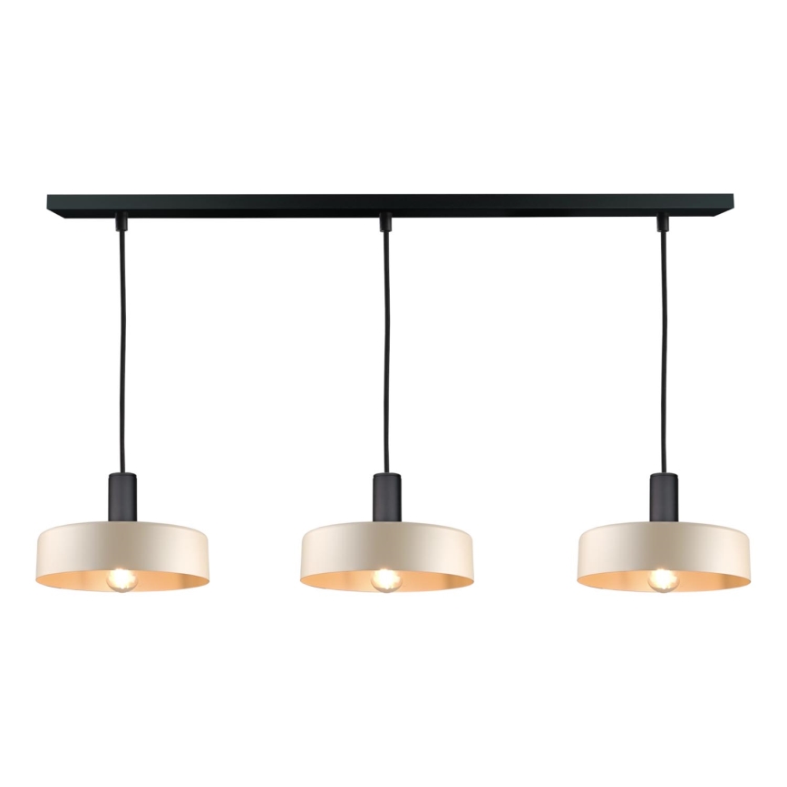 Ljuskrona med textilsladd LATTE 3xE27/60W/230V beige/svart