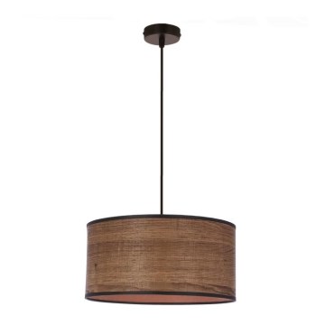 Ljuskrona med textilsladd LEGNO 1xE27/40W/230V diameter 30 cm brun