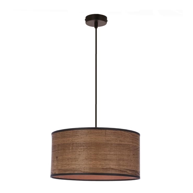 Ljuskrona med textilsladd LEGNO 1xE27/40W/230V diameter 30 cm brun