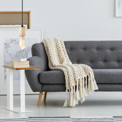 Ljuskrona med textilsladd LEON 1xE27/60W/230V bok - FSC certifierade