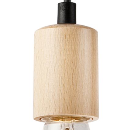 Ljuskrona med textilsladd LEON 1xE27/60W/230V bok - FSC certifierade