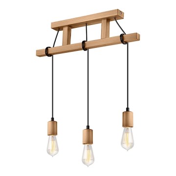 Ljuskrona med textilsladd LEON 3xE27/60W/230V bok - FSC certifierade