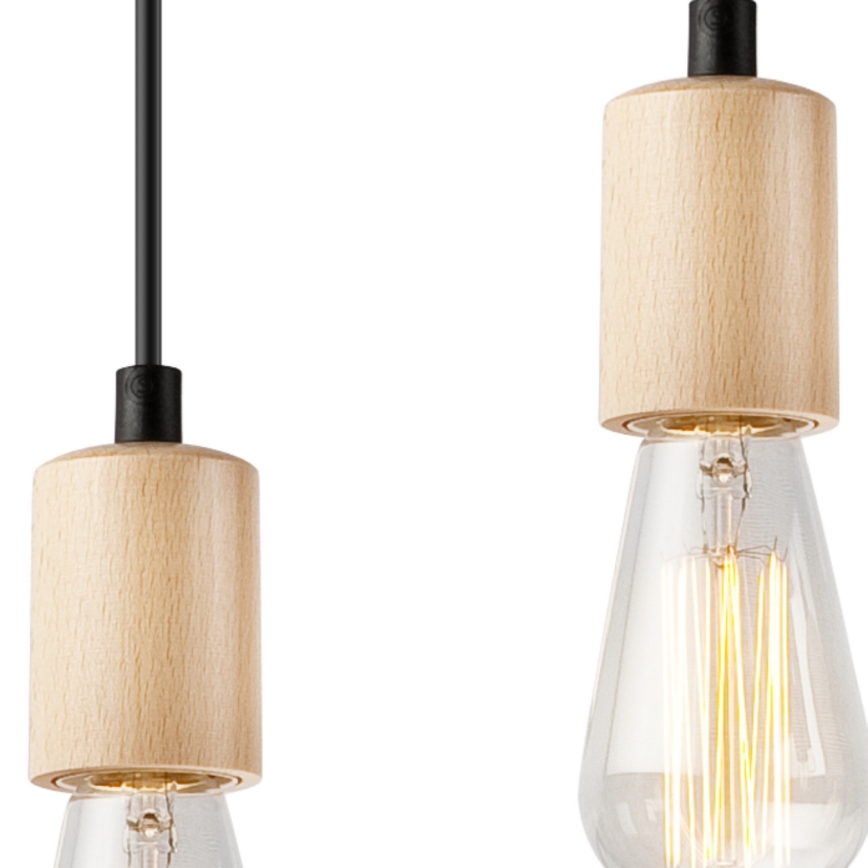 Ljuskrona med textilsladd LEON 5xE27/60W/230V bok - FSC certifierade