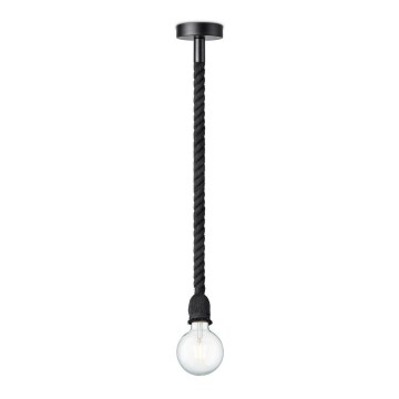 Ljuskrona med textilsladd LEONARDO ROPE 1xE27/10W/230V svart