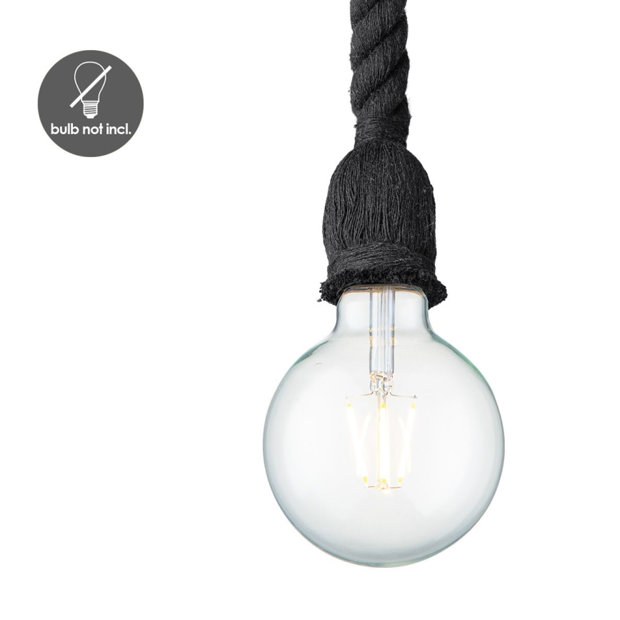 Ljuskrona med textilsladd LEONARDO ROPE 1xE27/10W/230V svart
