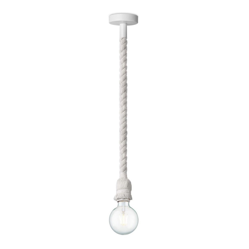 Ljuskrona med textilsladd LEONARDO ROPE 1xE27/10W/230V vit