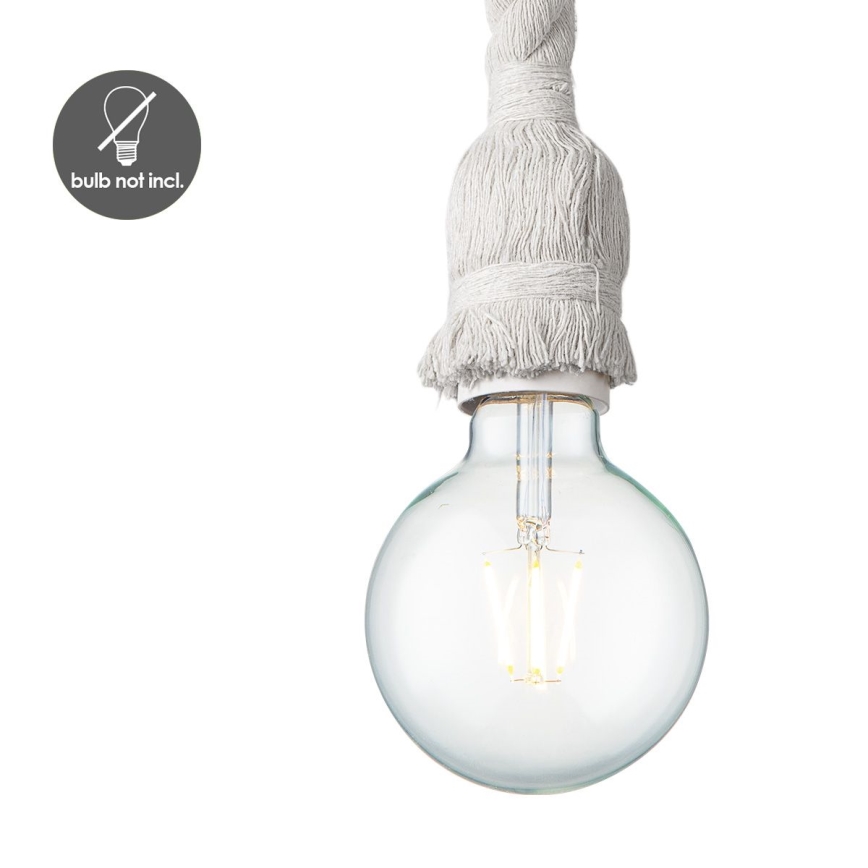 Ljuskrona med textilsladd LEONARDO ROPE 1xE27/10W/230V vit