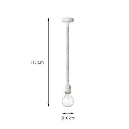 Ljuskrona med textilsladd LEONARDO ROPE 1xE27/10W/230V vit