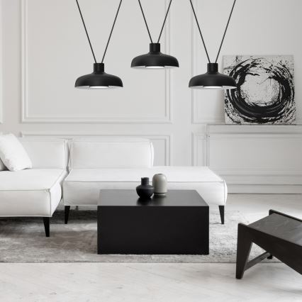Ljuskrona med textilsladd LINEA 3xGX53/12W/230V svart