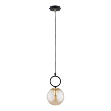 Ljuskrona med textilsladd LISTER 1xE14/10W/230V svart/rökig beige