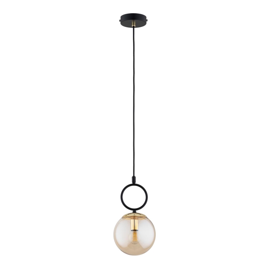 Ljuskrona med textilsladd LISTER 1xE14/10W/230V svart/rökig beige
