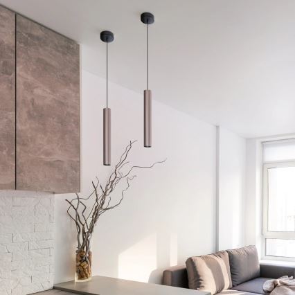 Ljuskrona med textilsladd LUNGOMARE 1xGU10/10W/230V matt krom