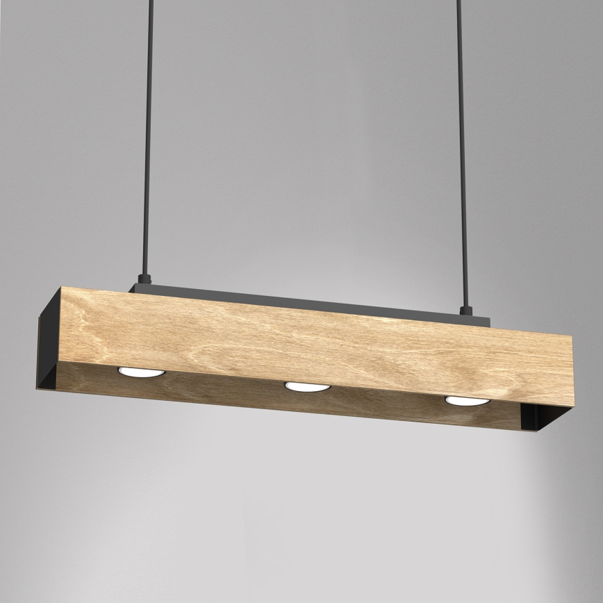 Ljuskrona med textilsladd MAISON 3xGU10/8W/230V brun/ek