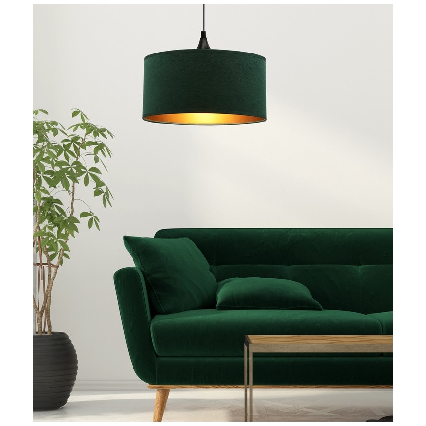 Ljuskrona med textilsladd MALOTO 1xE27/60W/230V grön