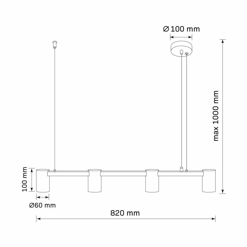 Ljuskrona med textilsladd MARIBEL 4xGU10/10W/230V svart