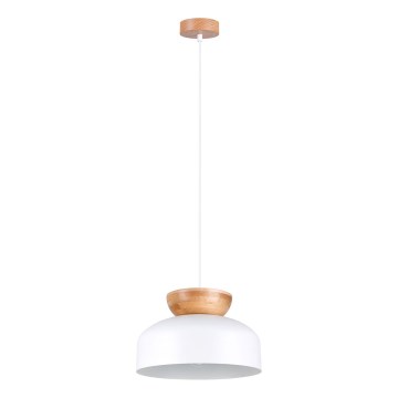 Ljuskrona med textilsladd MARION 1xE27/15W/230V diameter 29,5 cm vit