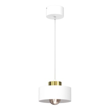 Ljuskrona med textilsladd MARTI 1xE27/15W/230V vit/guld