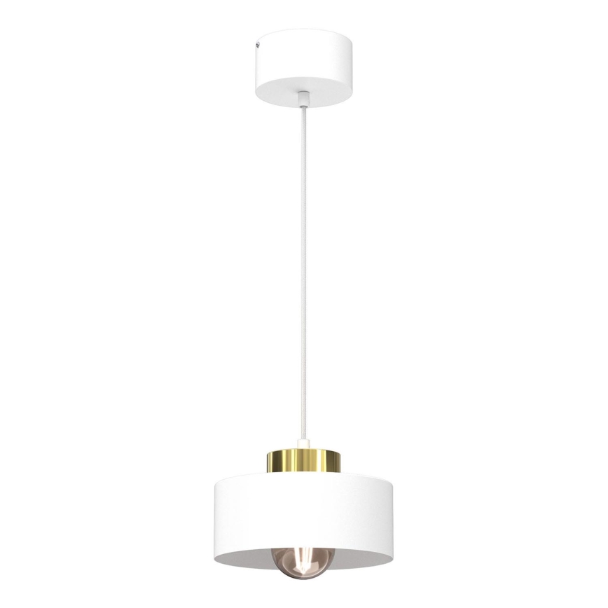 Ljuskrona med textilsladd MARTI 1xE27/15W/230V vit/guld
