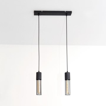 Ljuskrona med textilsladd MELODY 2xE27/15W/230V svart