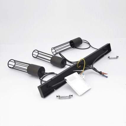 Ljuskrona med textilsladd MELODY 3xE27/15W/230V svart