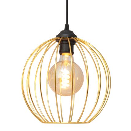 Ljuskrona med textilsladd MERCURE 1xE27/15W/230V guld/svart
