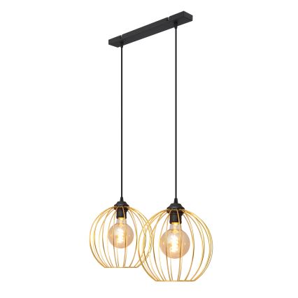 Ljuskrona med textilsladd MERCURE 2xE27/15W/230V guld/svart