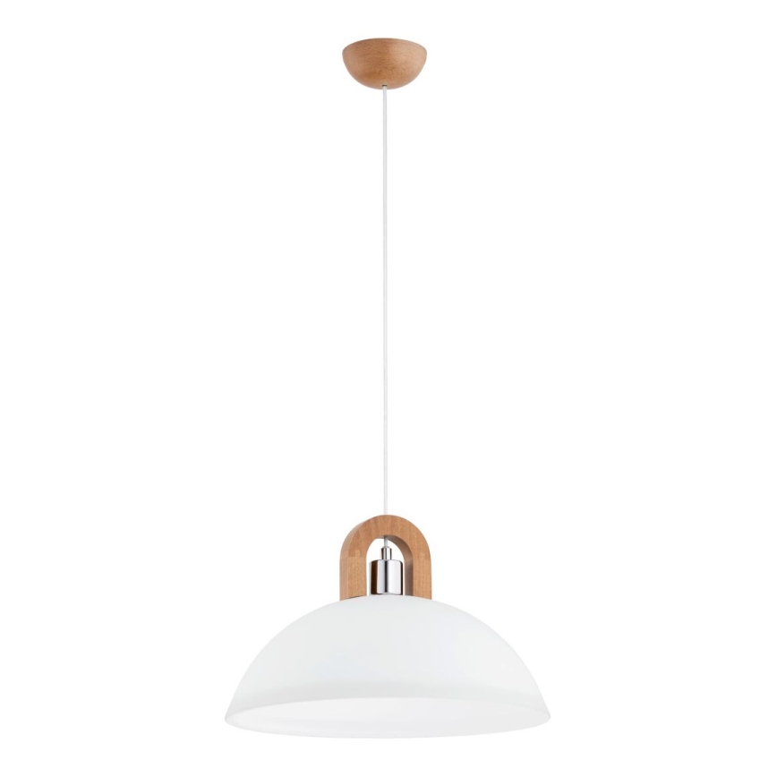 Ljuskrona med textilsladd MIGOT 1xE27/15W/230V beige/skinande krom