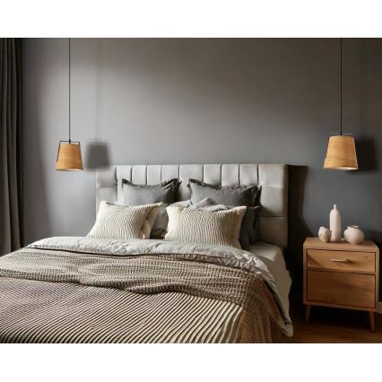 Ljuskrona med textilsladd MILBURY 1xE27/40W/230V brun