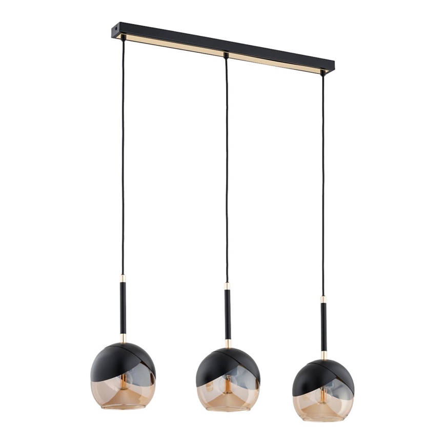 Ljuskrona med textilsladd MILTONA 3xE27/60W/230V svart/beige
