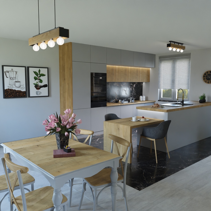 Ljuskrona med textilsladd MILUZA 4xE27/15W/230V