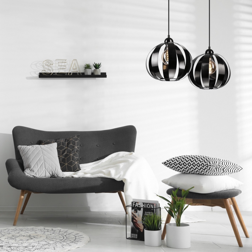 Ljuskrona med textilsladd MINDY 2xE27/15W/230V