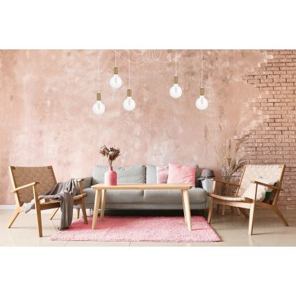 Ljuskrona med textilsladd MIROS 5xE27/60W/230V spindel vit/guld