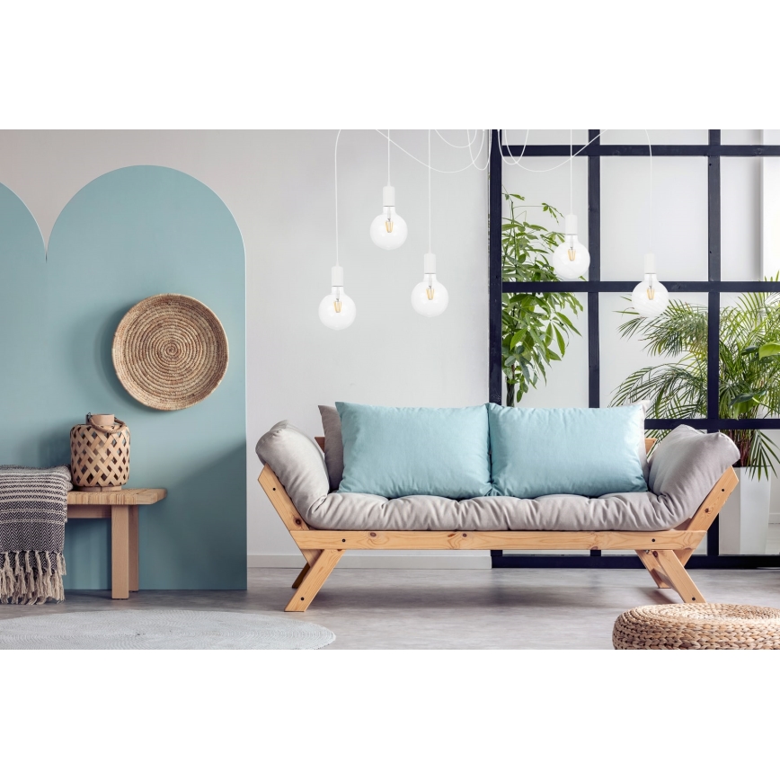 Ljuskrona med textilsladd MIROS 5xE27/60W/230V spindel vit
