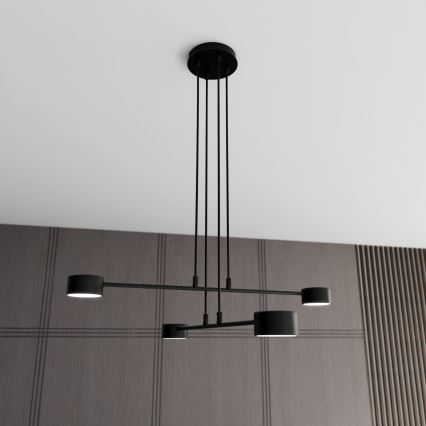 Ljuskrona med textilsladd MODUS 4xGX53/12W/230V svart